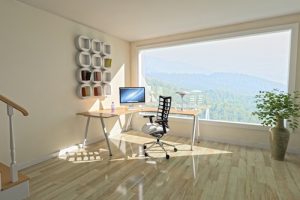 ufficio con pavimento in parquet chiaro